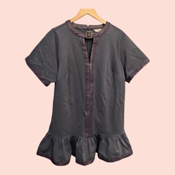 Anthropologie Dresses & Skirts - Gray Winter Dress with Leather Trim NWT